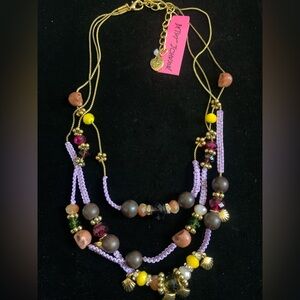 NWT Betsy Johnson 3 strand Skull and Shell Necklace
